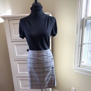 Plaid button detailed skirt